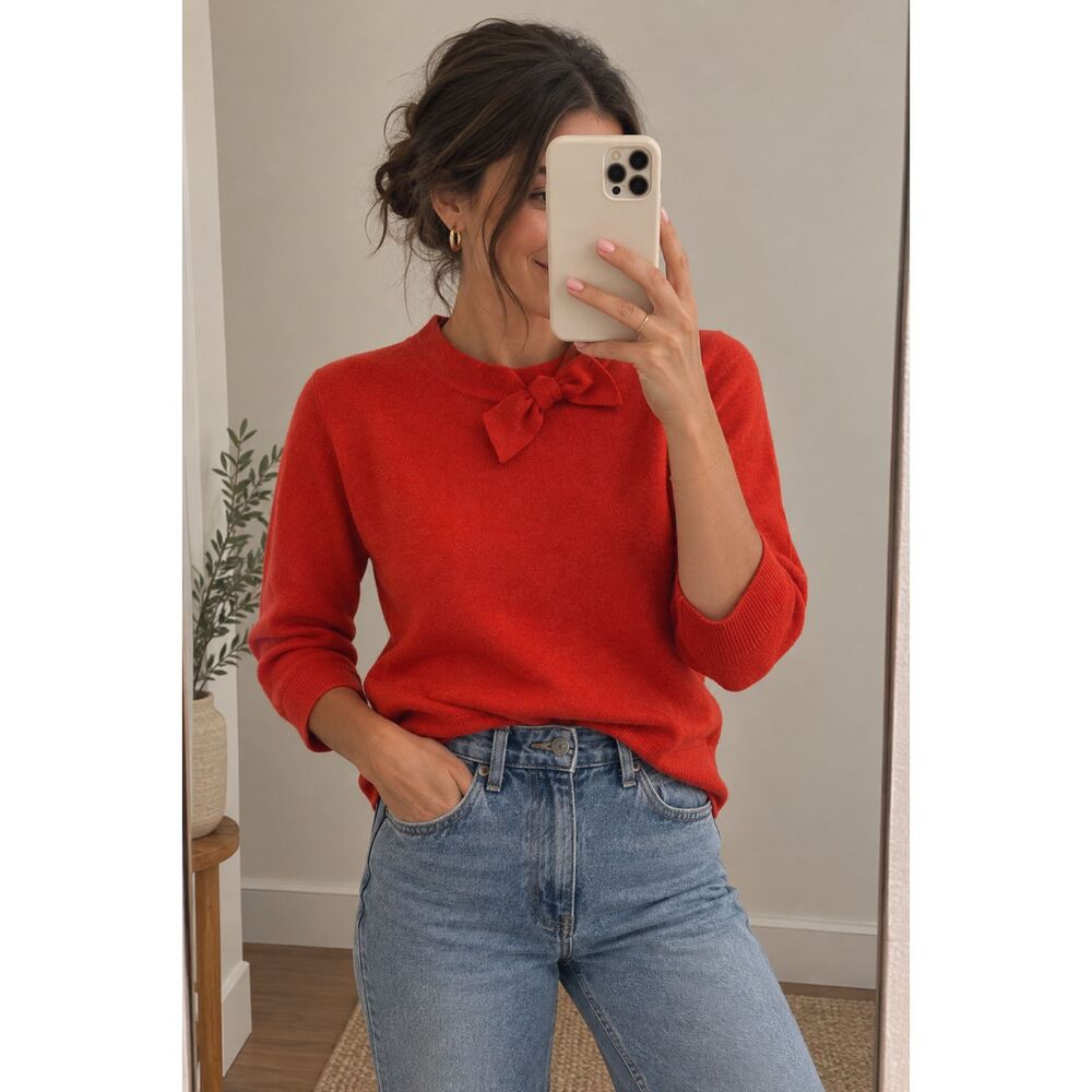 Kate Spade New York Wool Cashmere Bow Neck Sweater- Size Medium